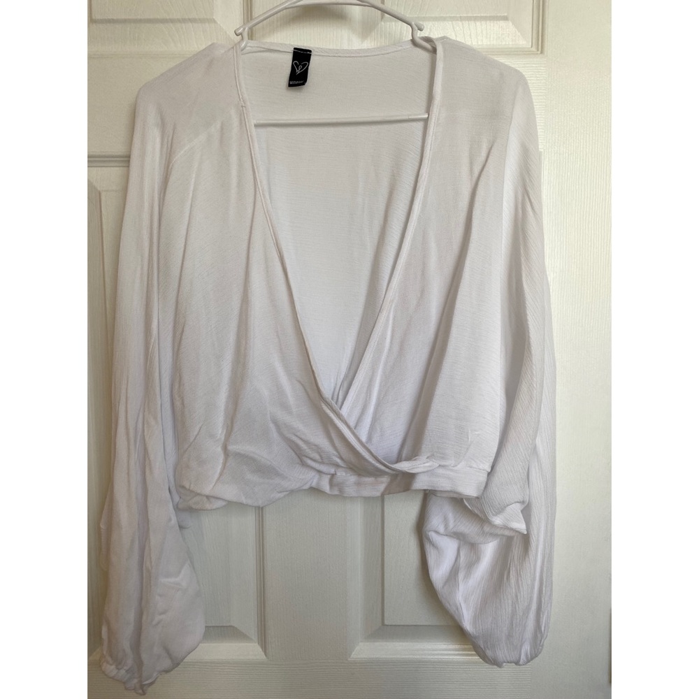 White Flowy Sleeve Blouse